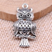 6/15PCS Antique Silver Tone OWL Charm Pendant Bird Charm GGS215
