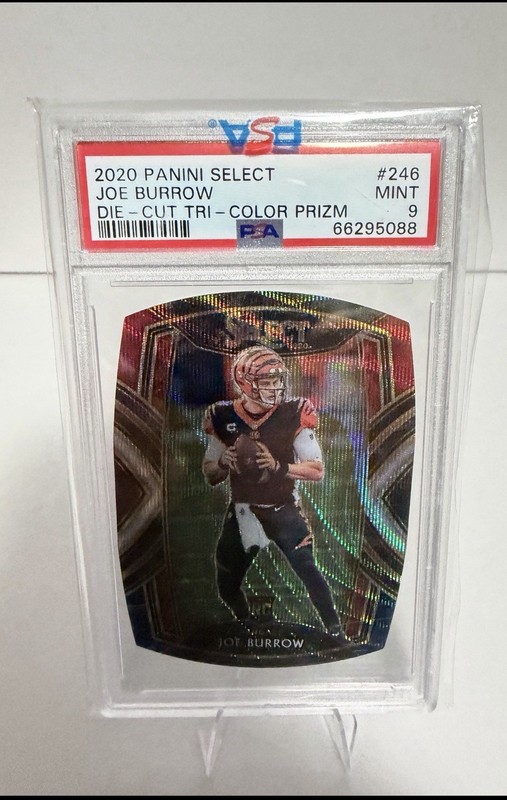 Panini 2020 Select Club Level Joe Burrow RC #246 Tri-Color Prizm Die-Cut PSA 9