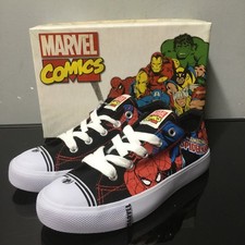 Marvel Comics Kids Canvas Sneakers Size 1Y Low Top Amazing Spider-Man