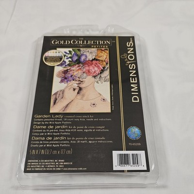 New Dimensions Gold Collection Petites 70-65209 Garden Lady Cross Stitch Kit 5x7