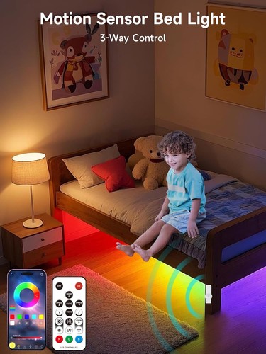 Motion Activated LED Light Strip, 16.4FT Sensor 16.4FT, Multicolor - Picture 2 of 6