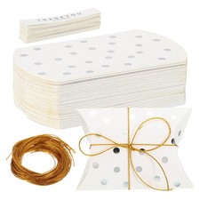 Pillow Gift Boxes Pillow Candy Box 3.62x2.56x0.98Inch Silver Foil Dot 25Pcs