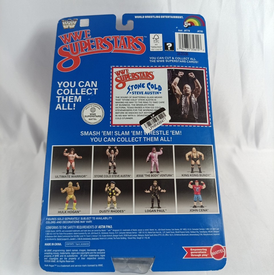 Strne Cold WWE LJN Superstars Stone Cold Steve Austin 8in Figure Blue Card Mattel ...
