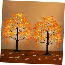 KatchOn Árboles de arce artificiales con luces, 24 Paquete de 2 luces cálidas
