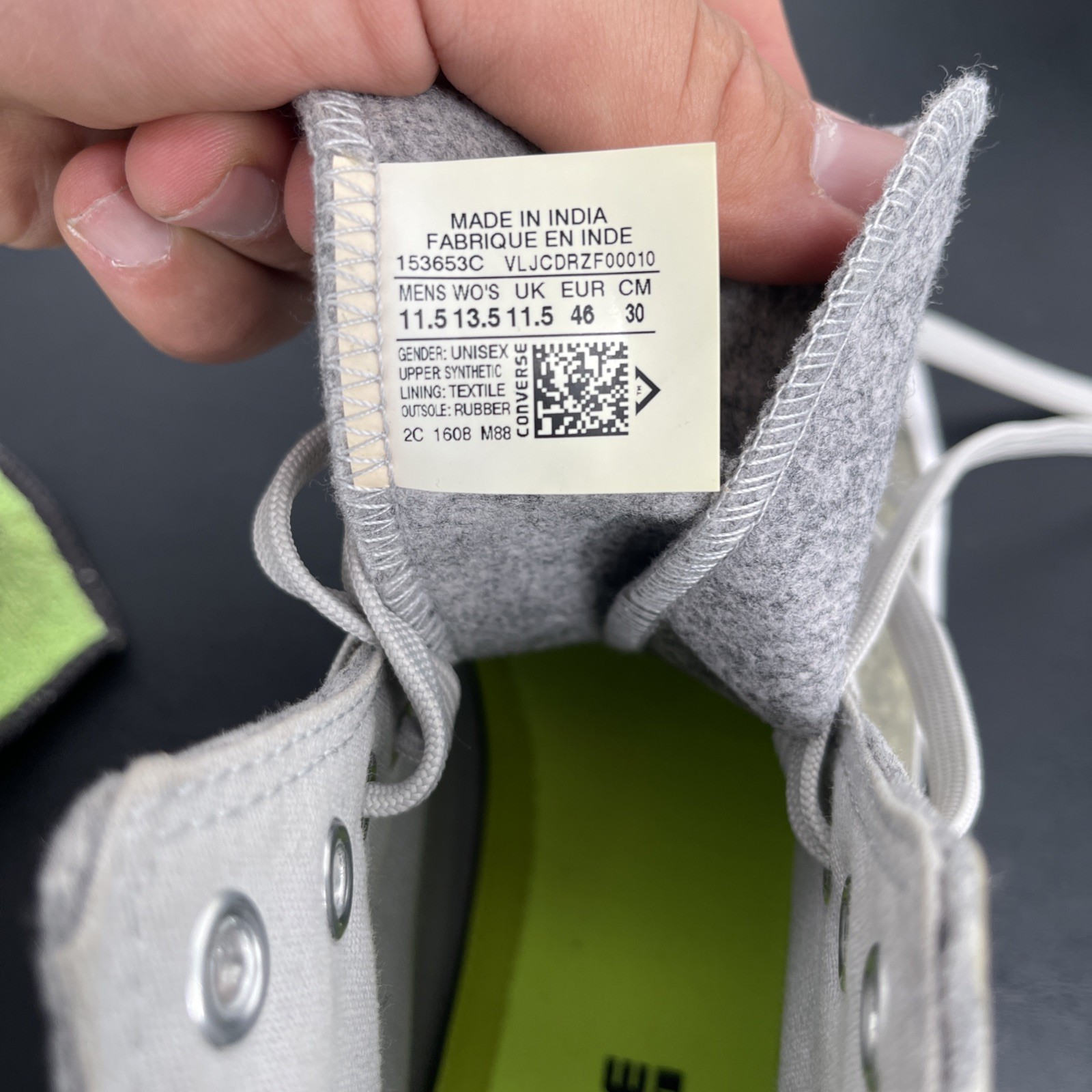 EXCLUSIVE Grey Converse All Star High Top Chucks With Lunarlon In