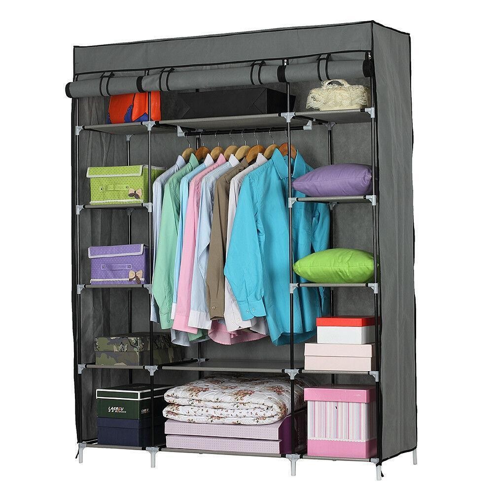 Portable Wardrobe Closet with Shoe Rack and Shelves for Bedroom Storage-image