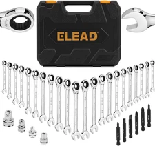 33-Piece Combination Ratchet Wrench Set | SAE & Metric Sizes (1/4" to 3/4" & 6-1