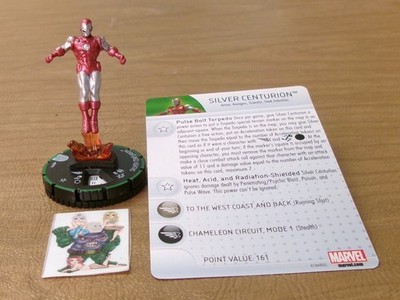 =HeroClix Marvel INVINCIBLE IRON MAN Silver Centurion 001b with card =