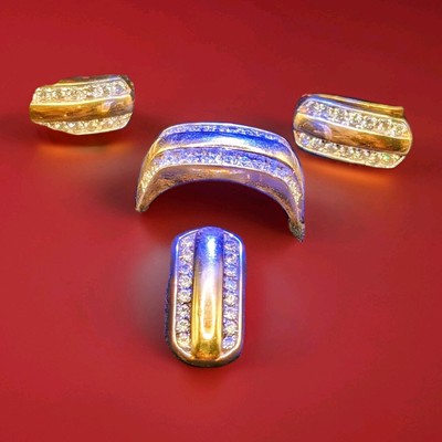 Atemberaubende 4-teilige 1,06 ct Diamant & 14 Karat Gold Set Ohrringe Ring & Anhänger