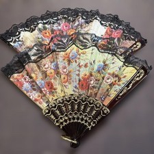 Lace Fan Floral Pattern Used Damaged Vintage Accessories