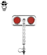 1x ORIGINAL LOWRIDER Rectangle Bike Mirror Double Square Twist Red Reflectors.