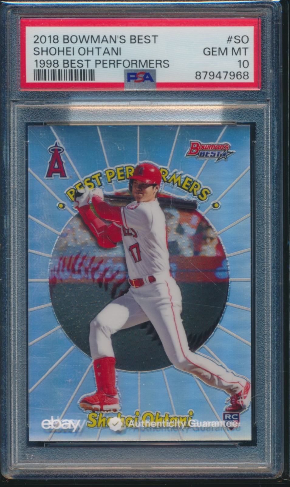 PSA 10 SHOHEI OHTANI/OTANI 2018 BOWMAN'S BEST PERFORMERS Rookie Card RC GEM MINT