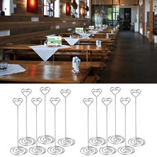 UEETEK 12pcs Heart Pattern Table Number Holders Name Holders Photo Stand Note