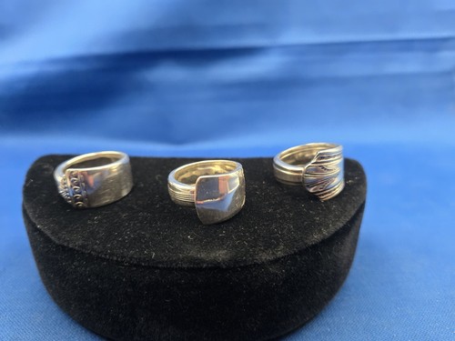 3 anillos de cuchara talla 6 hechos a mano de cubiertos vintage plateados #104 - Imagen 11 de 11