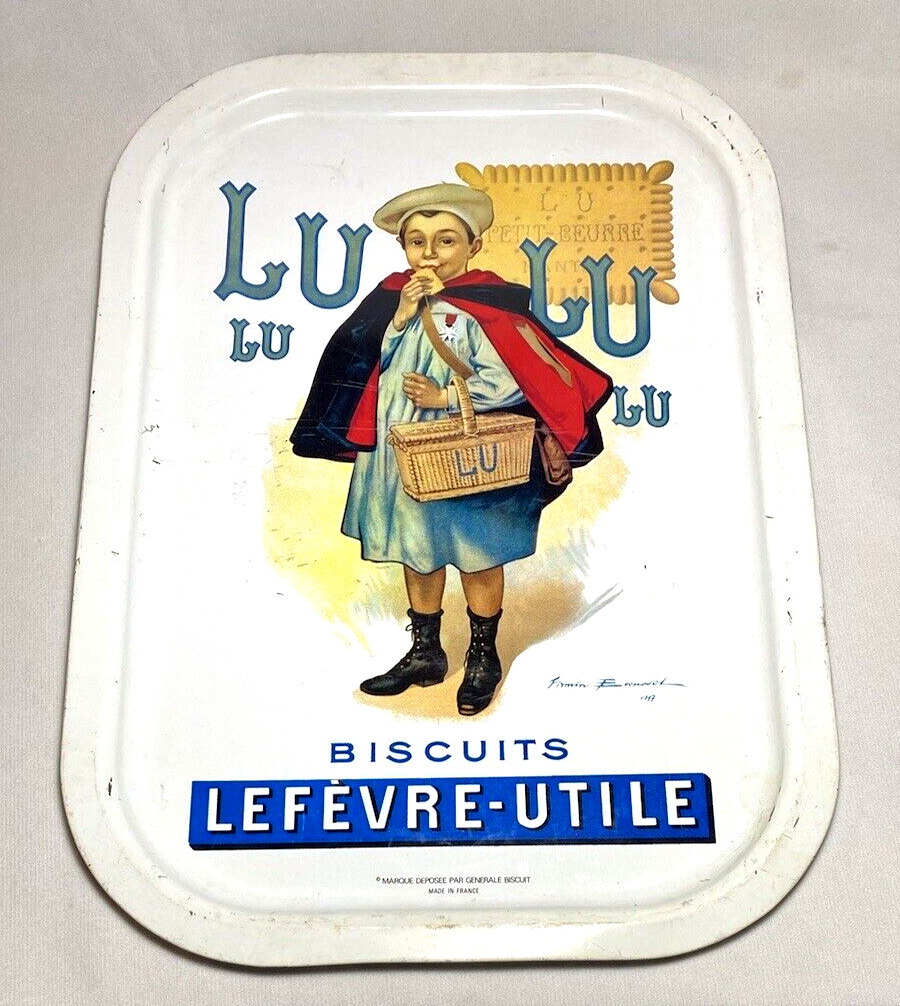 Vintage Rectangular Tin LU BISCUIT TRAY-Le Petit Ecolier (16.5