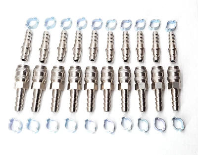 DELTA-P LTD Water Fed Pole Series 21 Hose Reel Couplers 6mm or 8mm - 10 Sets + O Clips