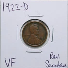 1922-D 1C Lincoln Wheat Cent with VF Detail Reverse Scratches #2033