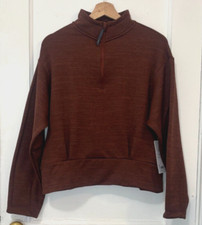 NWT Athleta Women's Altitude Polartec Half Zip Sweatshirt Mahogany Heather Sz M