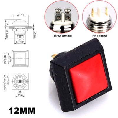 12mm Domed head 2A1NO Zn-Al Alloy Waterproof Momentary square push button switch