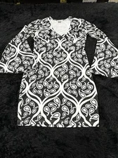 Venus Women’s Medium Flare Sleeve Dress Size Medium - Black/White NWOT 