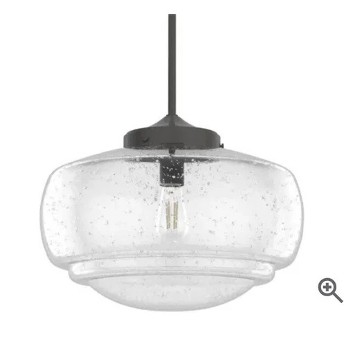 Hunter 19046 Saddle Creek Noble Bronze Clear Seeded Brass Pendant Light. New - Picture 3 of 7