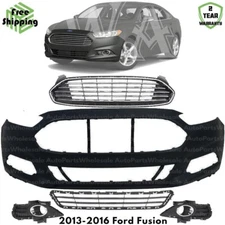 Front Bumper Cover Fascia & Grille Assembly Chrome For 2013-2016 Ford Fusion