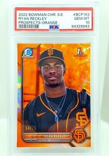 2022 Bowman Chrome 1st Ryan Reckley Orange Sapphire Refractor 54/75 RC SP PSA 10