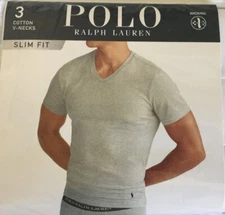 NWT SLIM Fit Polo Ralph Lauren Tee T Shirts V or Crew White or Black Gray Cotton