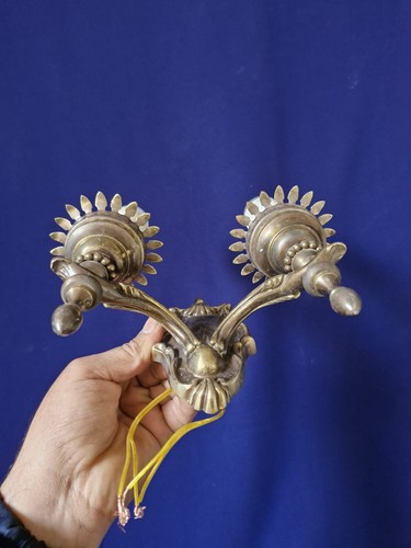 Antique Single Two Light French Brass Wall Lamp - 第 8/10 張圖片