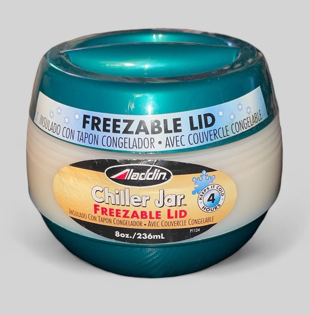Aladdin Chiller Jar with Freezable Lid Green/White 8 oz 4.5" x 3.75"