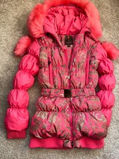 Lisa-Rella Girls' Pink Down Floral Puffer Coat Jacket Size 9 140 cm
