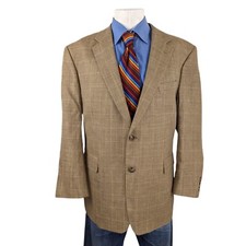 Jos A Bank Men's Blazer Sport Coat Sports Jacket Size 46 R Tan Plaid