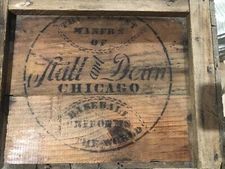 Stall & Dean baseball uniform jersey antique vintage old wooden box crate ball