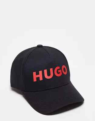 NEU Herren HUGO Boss großes Logo schwarz Baseball Cap OS