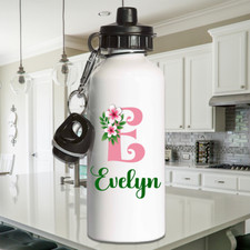 Personalised Custom Your Name Flower Water Bottle Family Friends Birthday Gifts