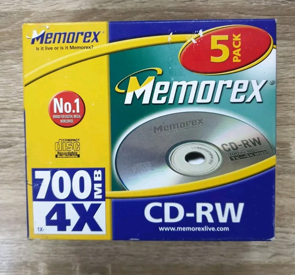 Memorex (5024460000702) 4x CD-RW Jewel Case Storage Media (5 Pack)