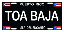 Puerto Rico Flag TOA BAJA LICENSE PLATE CAR Boricua Black PR Emblem