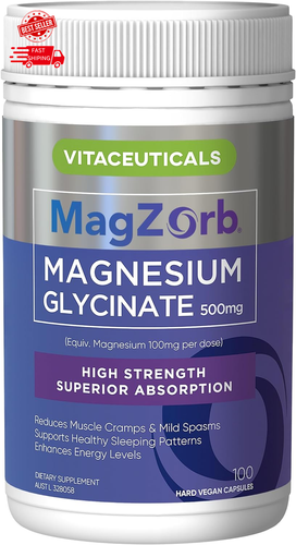 Vitaceuticals Magzorb Magnesium Glycinate 500Mg - 100 Capsules Vegan & Gluten Fr - Picture 7 of 12