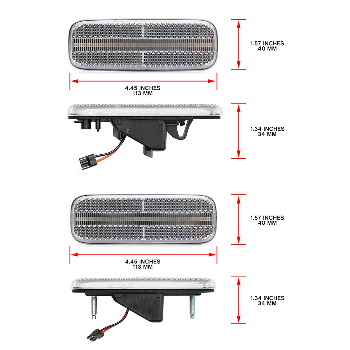 Clear Front Rear LED Side Marker Turn Signal Lamp For 1989-1994