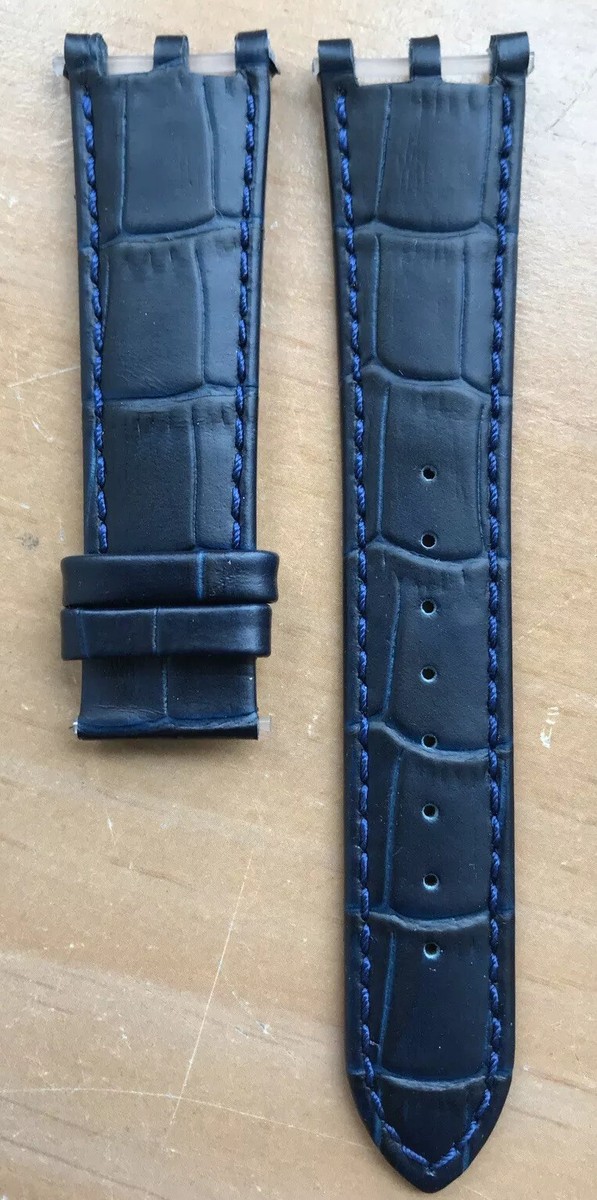VERSACE WATCH STRAP , 23C , 23Q , BLUE DARK, BLUE STITCH, V