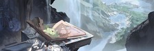 Landscape anime girls fantasy art girl barefoot legs Custom Gaming Mat Desk