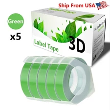 5 Green Rolls Label Tape Compatible Dymo 3D 3/8" Embossing Label Maker 9mm x 3m