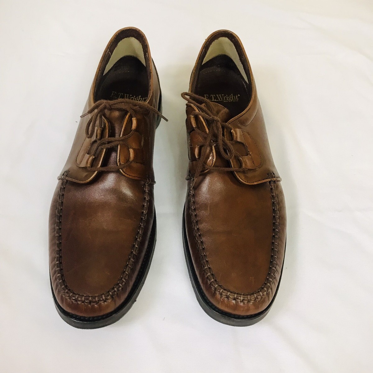 Brown leather WRIGHT shoes ET Wright Mens Leather Perforated Brown Chukka Shoes US 11 Black main image 2