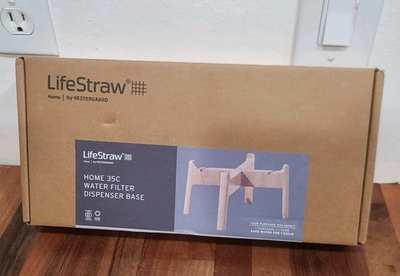 #ad LifeStraw Home 35 Cup Plastic Water Filter Dispenser Wooden Stand Stand Only $29.99