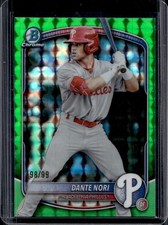 2025 Bowman Draft Dante Nori Chrome Green Geometric Refractor #/99 Phillies