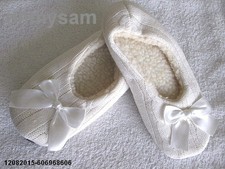 CLOSEOUT 1 1 1 NEW PAIR MULTI COLOR KNIT ADULT SIZE SLIPPER / SHERPA INNER / MIX