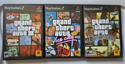 Grand Theft Auto Trilogy 3 Vice City San Andreas PS2 PlayStation 2 CIB TESTED