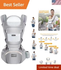 6-in-1 Ergonomic Baby Carrier with Hip Seat - Perfect for Newborns to Toddlers