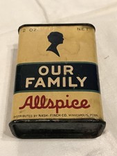 "Our Family" Allspice Spice Tin c. 1939 Nash-Finch Co. Minneapolis MN