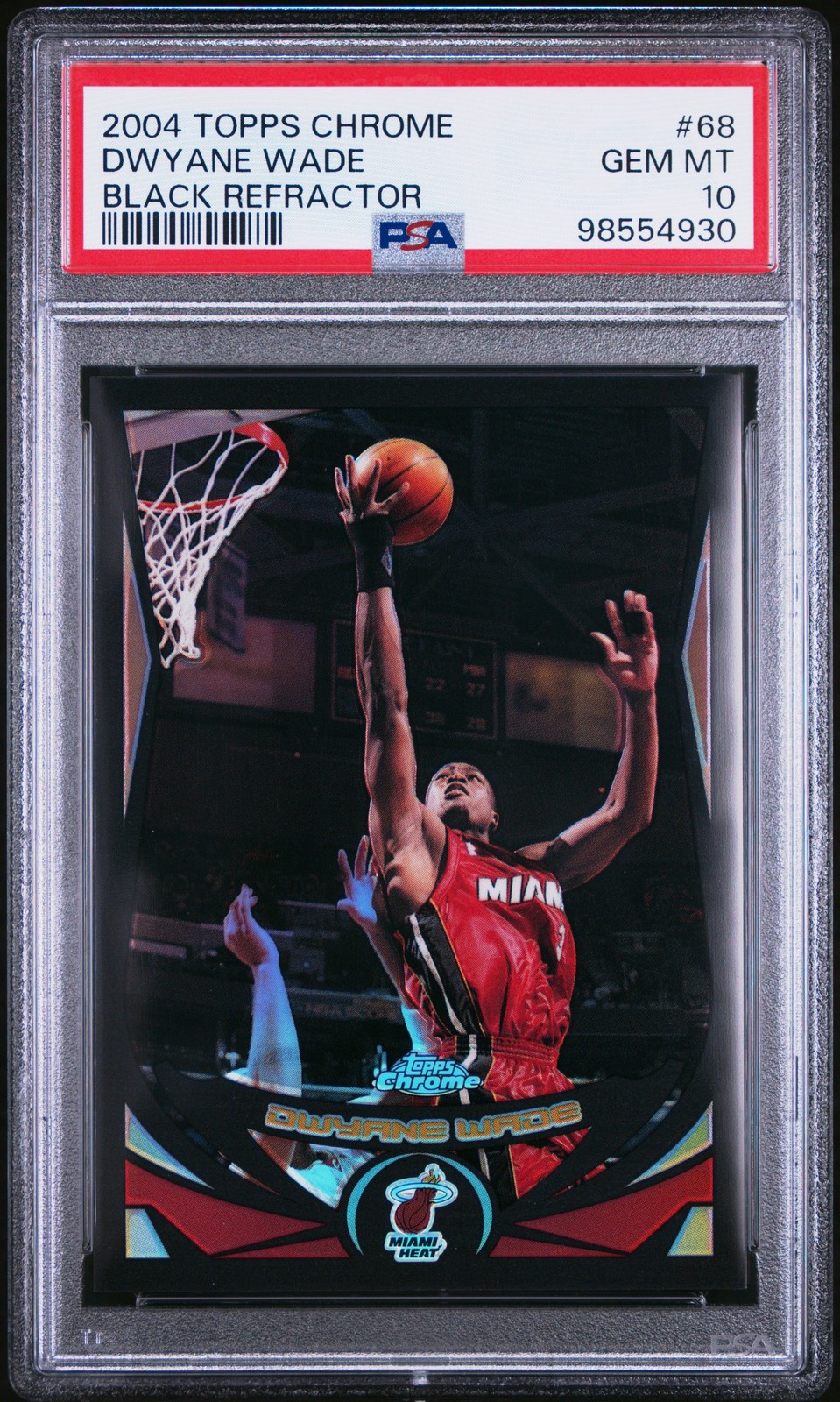 2004 TOPPS CHROME BLACK REFRACTOR #68 DWYANE WADE 84/500 PSA 10